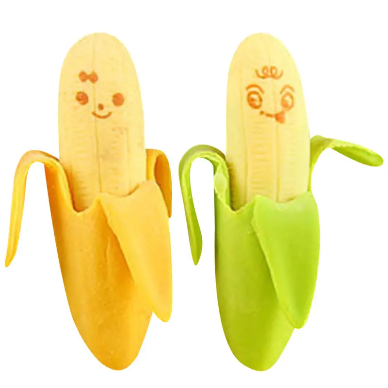 2Pcs Lovely Cute Banana Fruit Style Rubber Pencil Eraser Students Stationery School Supplies Pencil Eraser Toy 1