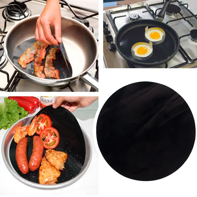 2Pcs Round Twin Pack Pan Mat,Non-Stick Baking Liner Sheet Barbecue Grill Mat Reusable Cook Tool 88607 1