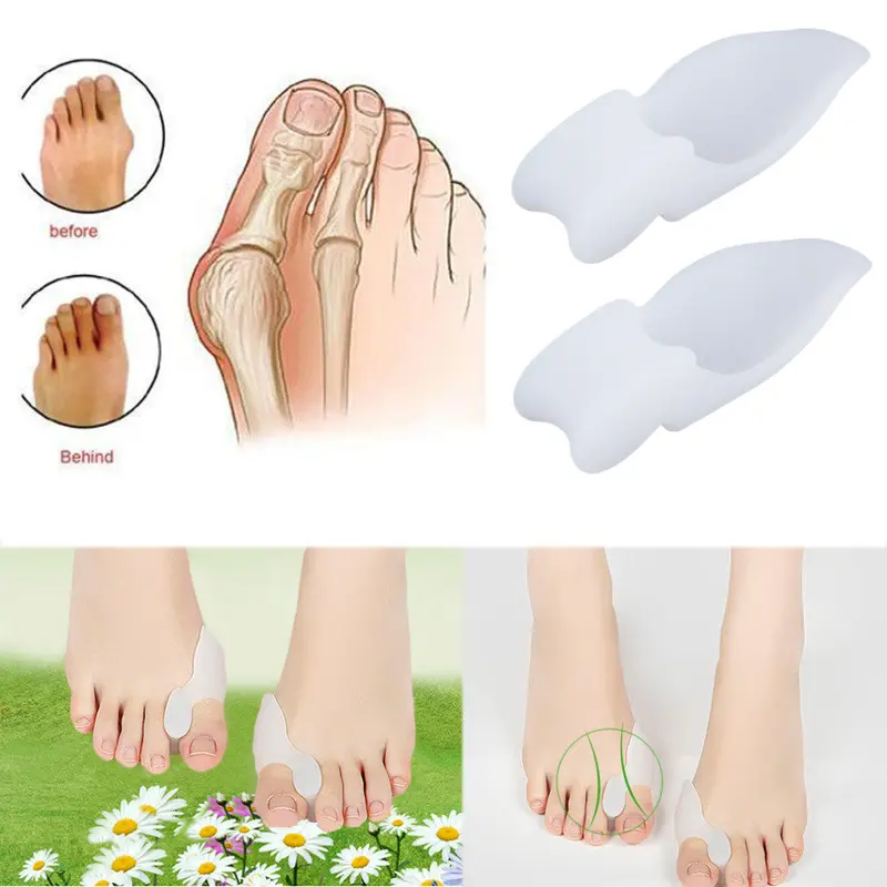 2Pcs Silicone Gel Foot Pad Stretch Corrector Alignt Toe Bone Insole 1