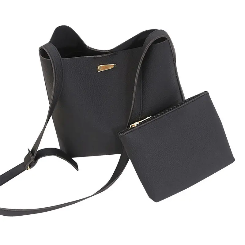 2Pcs Women Bags Pu Leather Simple Messenger Bags + Mini Shoulder Bag Trendy Hbag Tote Women's Bolsas Feminina 1