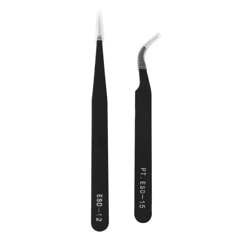 2Pcsanti-Acid Steel Curved Straight Tweezers Makeup Eyelash False Eyelashes Extension Eye Lashes Styling Tool 1