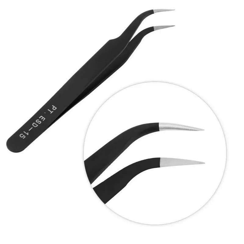 2Pcsanti-Acid Steel Curved Straight Tweezers Makeup Eyelash False Eyelashes Extension Eye Lashes Styling Tool 2