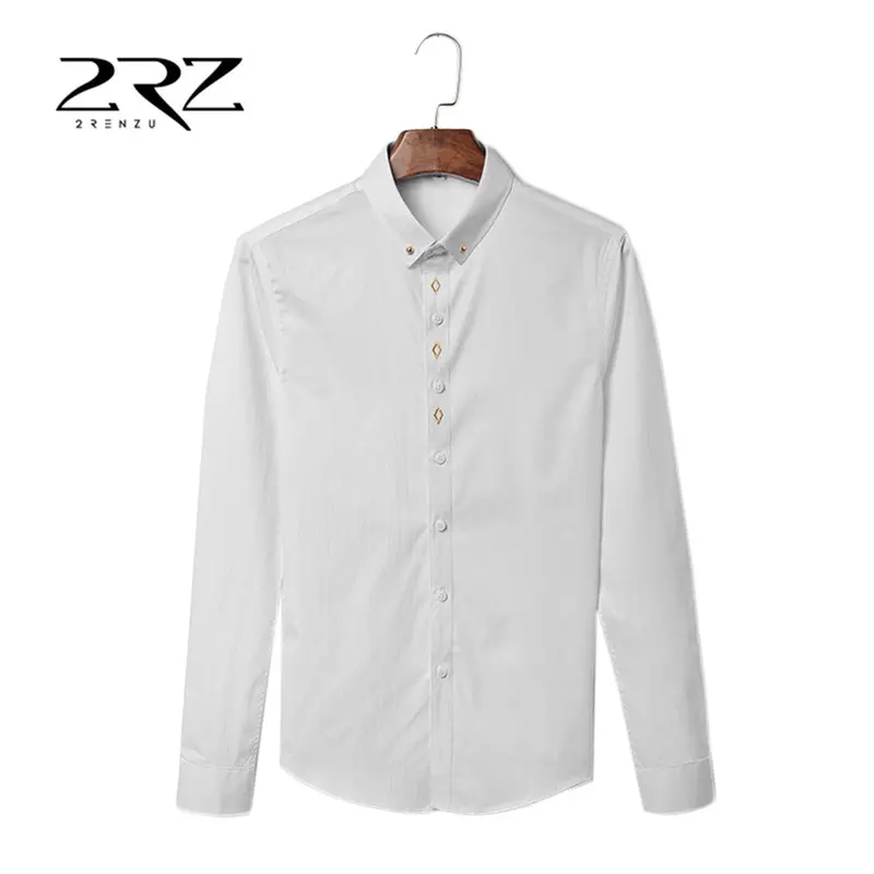 2Rz Formalcasualable Design Turn-Down Collar Shirts Slim Fitlong Sleeve Casualshirts 1