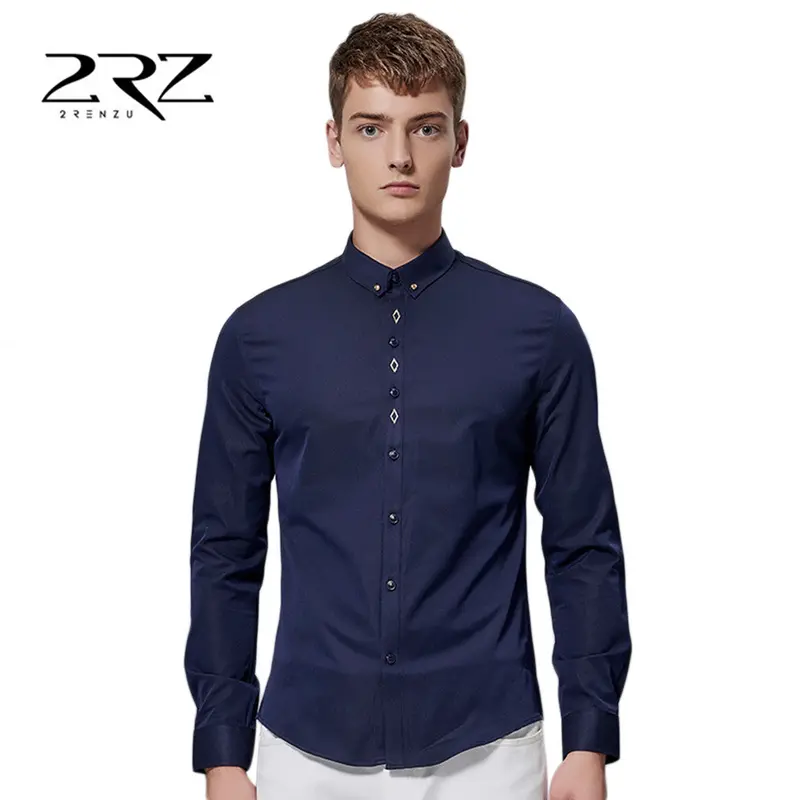 2Rz Formalcasualable Design Turn-Down Collar Shirts Slim Fitlong Sleeve Casualshirts 6