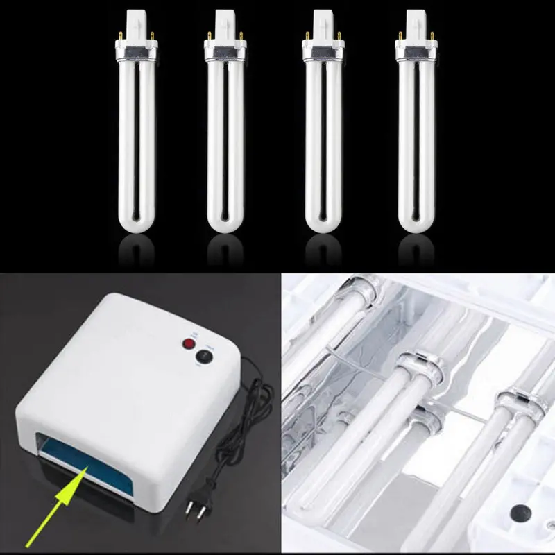 2Set 9W Curing Uv Gel Lamp Gel Nail Art Dryer Light Bulb Tube Replacet 1