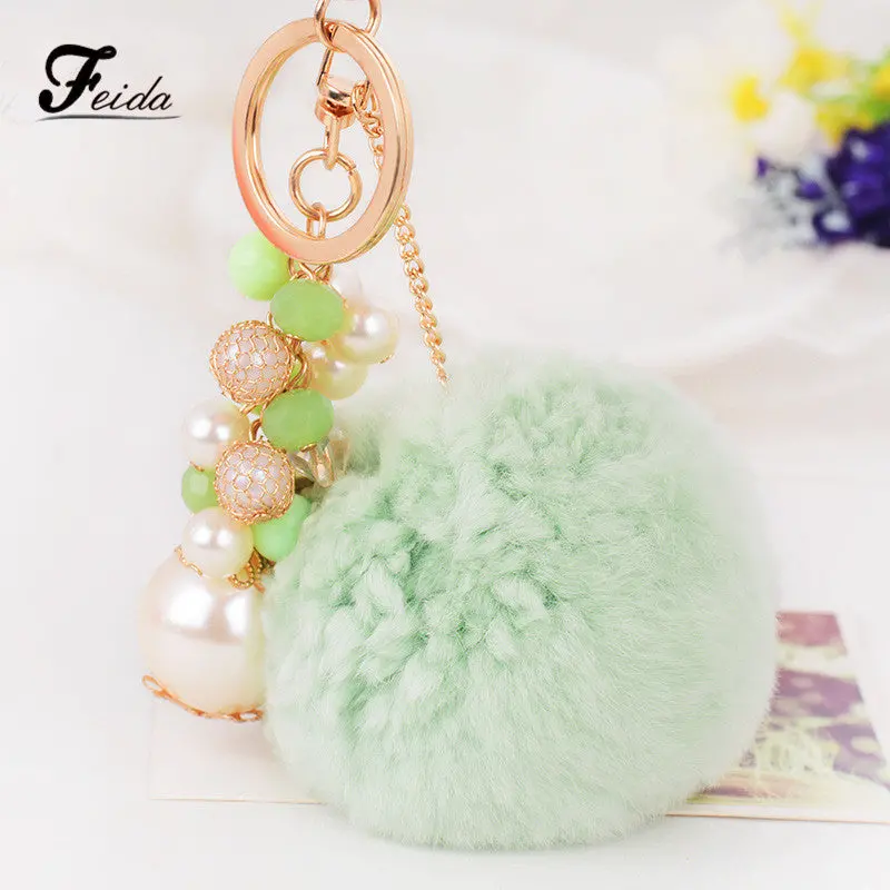 3 Color Trinket Keychain Pompons Keychains Fur Keychain Fluffy Key Chains For Cars Keyrings Trinkets Pom Pom Keychain 1