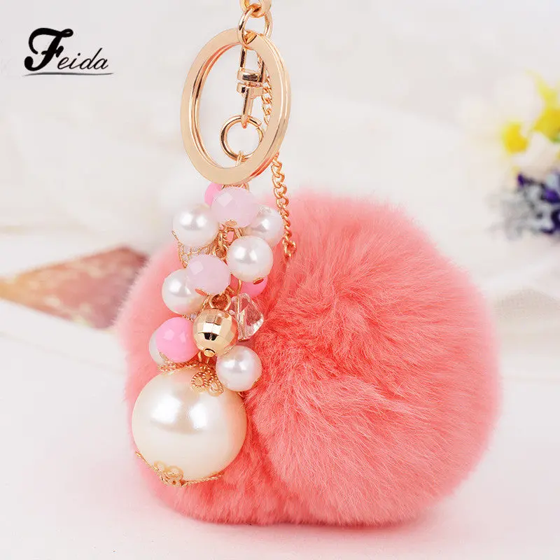 3 Color Trinket Keychain Pompons Keychains Fur Keychain Fluffy Key Chains For Cars Keyrings Trinkets Pom Pom Keychain 2