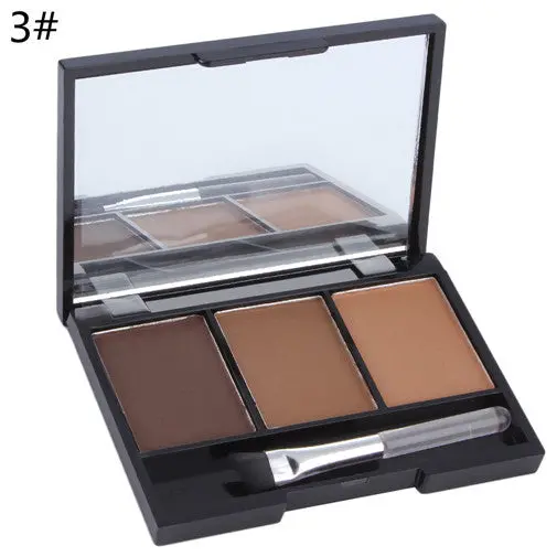 3 Colors Eyebrow Powder Palette Makeup Shading With Brush Mirror Box Eye Brow 1