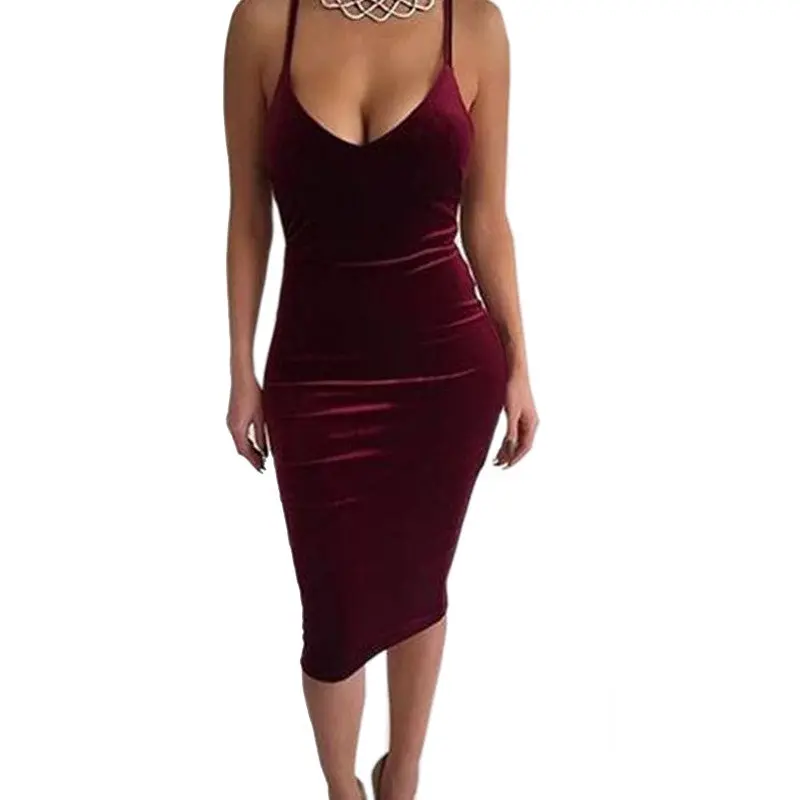 3 Colors Sexy Club Dress Sleeveless Slim Backless Velvet Cross Strapless Bandage Bodycon Party Dresses Vestidos Gv460 7