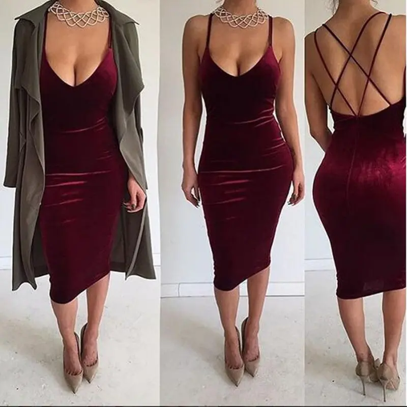3 Colors Sexy Club Dress Sleeveless Slim Backless Velvet Cross Strapless Bandage Bodycon Party Dresses Vestidos Gv460 9