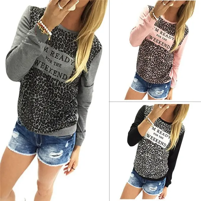 3 Colors Woman T Shirts Tops Women Letter Print Long Sleeve T-Shirt Casual Sweatshirt Cute Tess & Tops Plus Size Gv198 4