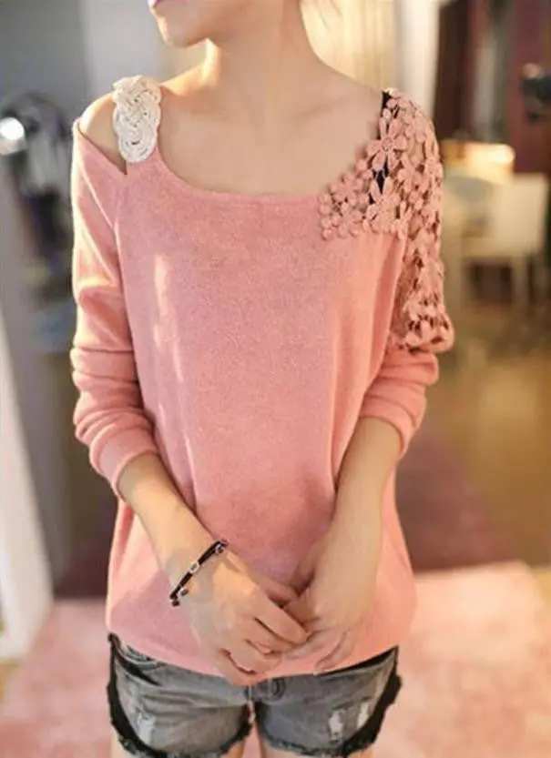 3 Colors Women Long Sleeve Knitted Pullover Loose Sweater Knitwear 1