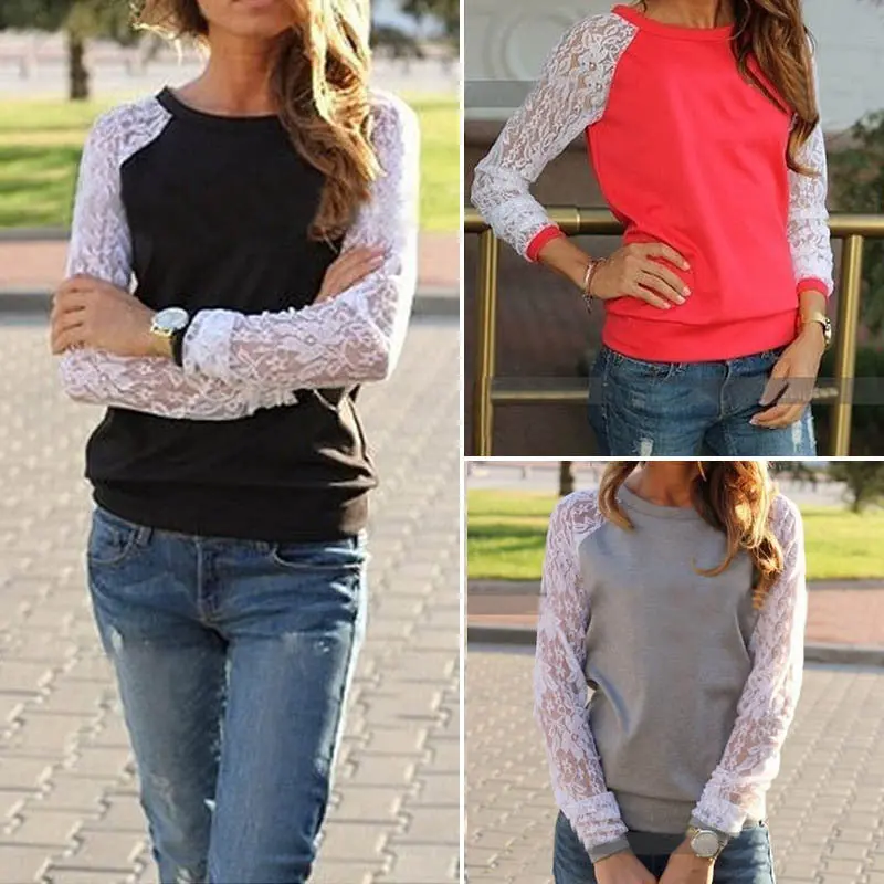 3 Colors Womens Lady Long Sleeve Lace Hooded Sweatshirt Casual Jacket Patchwork Coat Tops Blusas Femininas 5