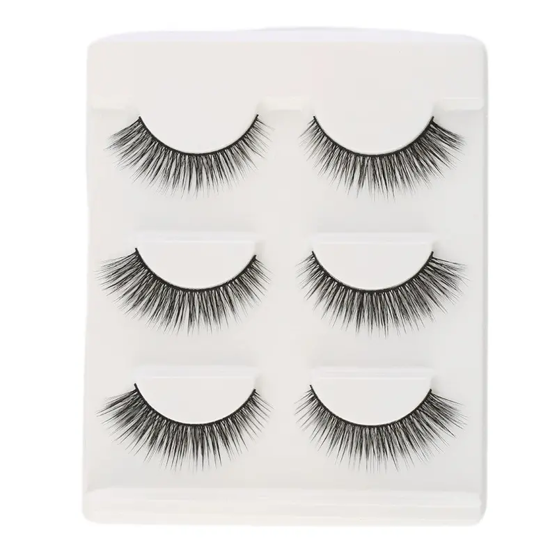 3 Pairsset Black 3D Luxurious Acrylic Cross False Eyelashesthick Fake Eye Lashes With Black Color 1