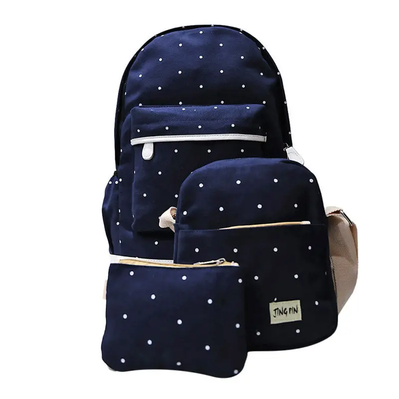 3 Pcs Canvas Backpack Women Korean Shoulder Bag Spots Rucksack Bolsa Travel Satchel School Bag For Teenage Mochila Feminina 1