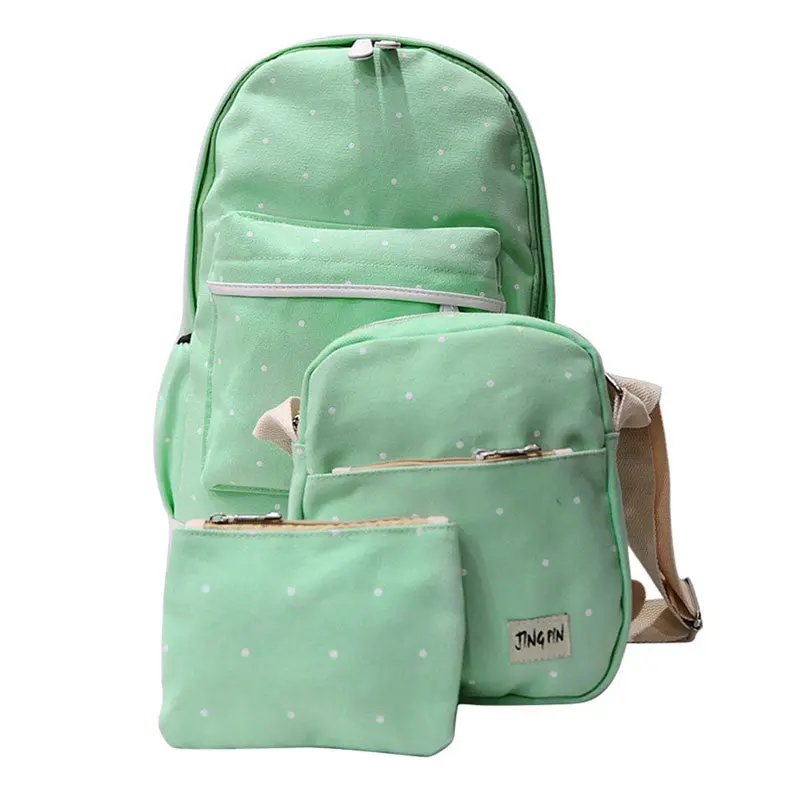 3 Pcs Canvas Backpack Women Korean Shoulder Bag Spots Rucksack Bolsa Travel Satchel School Bag For Teenage Mochila Feminina 2