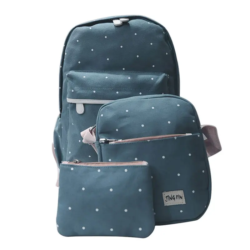 3 Pcs Canvas Backpack Women Korean Shoulder Bag Spots Rucksack Bolsa Travel Satchel School Bag For Teenage Mochila Feminina 3