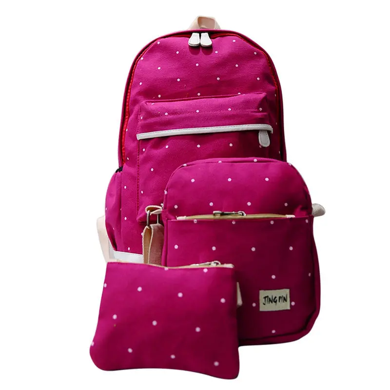 3 Pcs Canvas Backpack Women Korean Shoulder Bag Spots Rucksack Bolsa Travel Satchel School Bag For Teenage Mochila Feminina 4