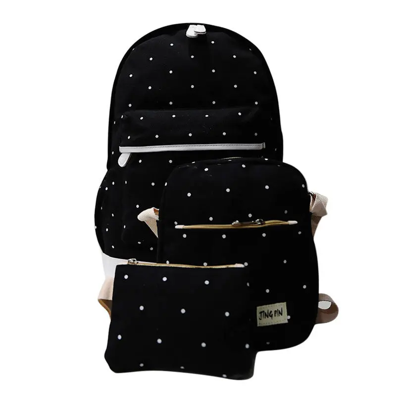 3 Pcs Canvas Backpack Women Korean Shoulder Bag Spots Rucksack Bolsa Travel Satchel School Bag For Teenage Mochila Feminina 5