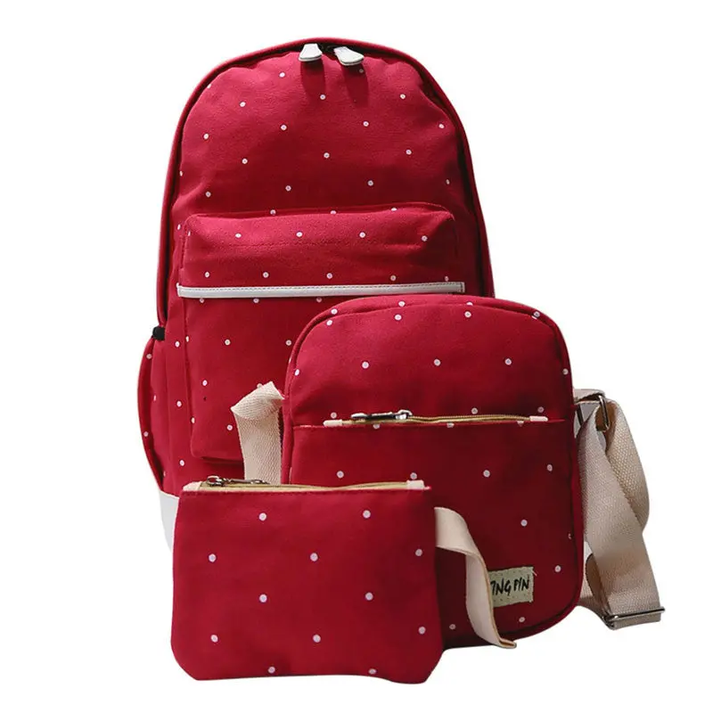 3 Pcs Canvas Backpack Women Korean Shoulder Bag Spots Rucksack Bolsa Travel Satchel School Bag For Teenage Mochila Feminina 6