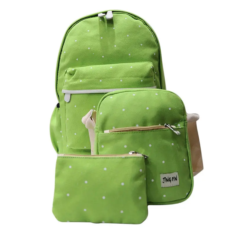 3 Pcs Canvas Backpack Women Korean Shoulder Bag Spots Rucksack Bolsa Travel Satchel School Bag For Teenage Mochila Feminina 7
