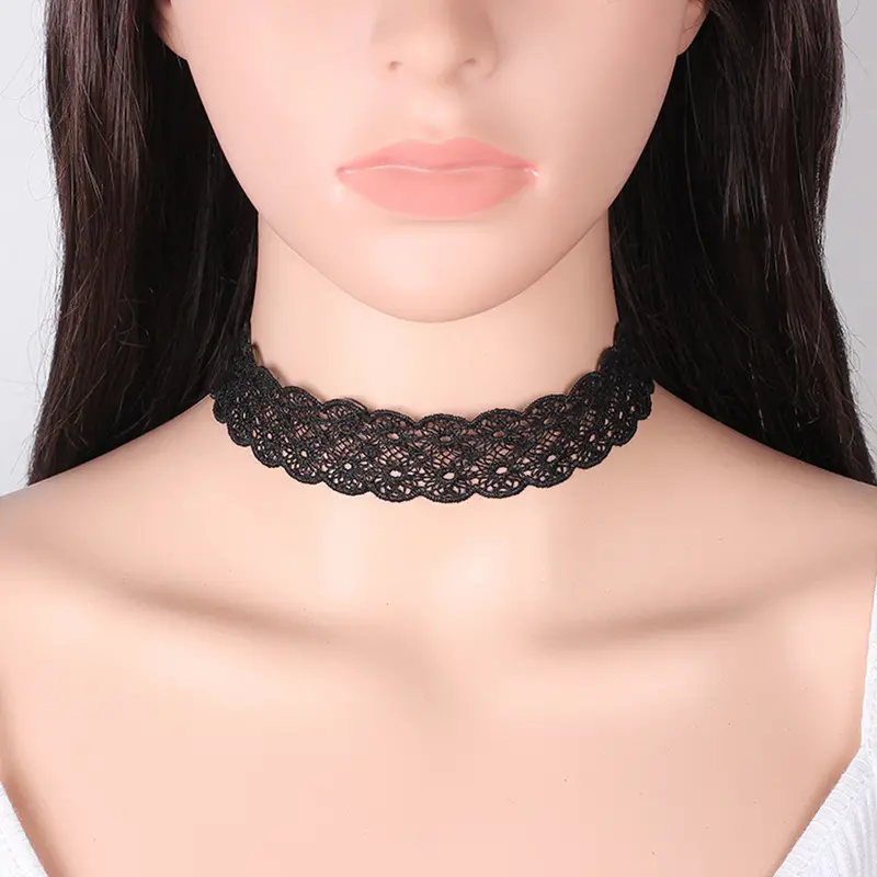 3 Pieces Choker Necklace Set Stretch Black Velvet Classic Gothic Tattoo Lace Chokers Jewelry Charm Gift 2