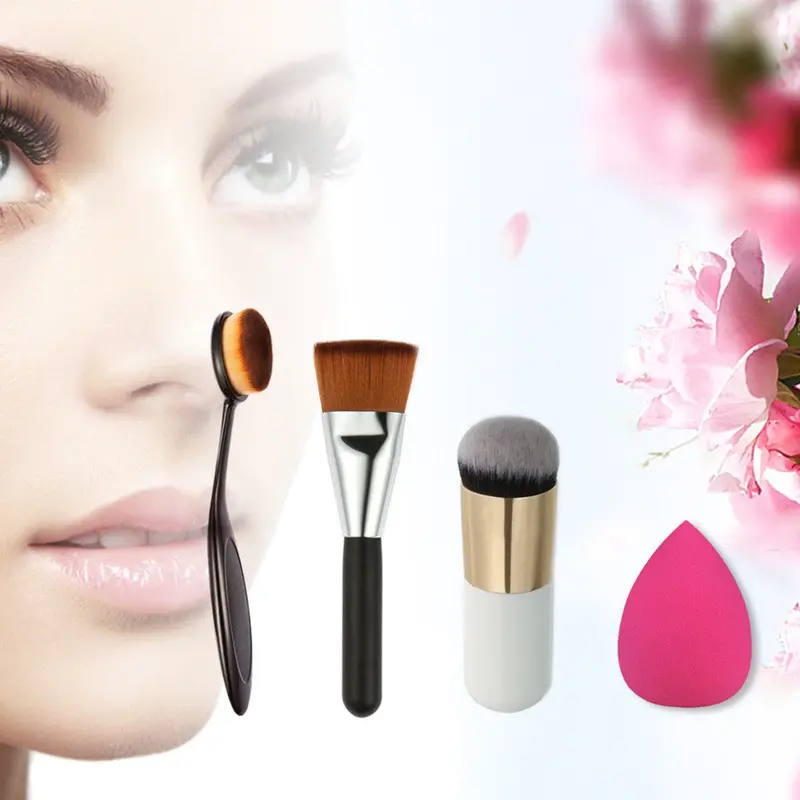 3 Pieces Makeup Powder Cream Foundation Brush With Makeup Clean Tool 1