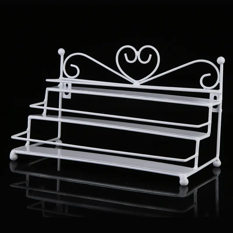 3 Tier Nail Polish Display Rack Stand Organizer Holder With Metal Heart Design White Color 2