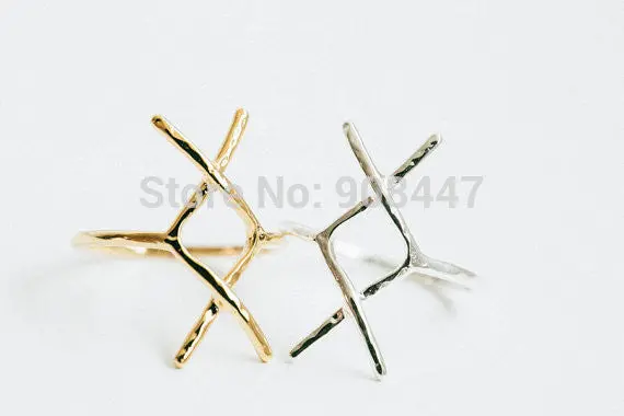 30 Pcs-R094 Simple Hammered Statet Rune Ring,Pinky Ring,Xx Letter Ring - 1