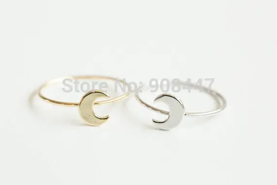 30 Pcs-R133 Simple Flat Crescent Moon Knuckle Ring,Knuckle Half Moon Ring - 1