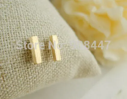 30 Pcs-S031 Jewelry Silvergoldrose Gold Square Classical Slim Bar Stud Earrings 1