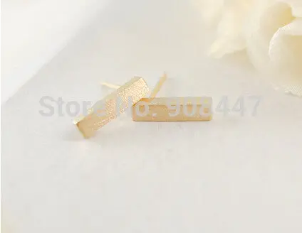 30 Pcs-S031 Jewelry Silvergoldrose Gold Square Classical Slim Bar Stud Earrings 2