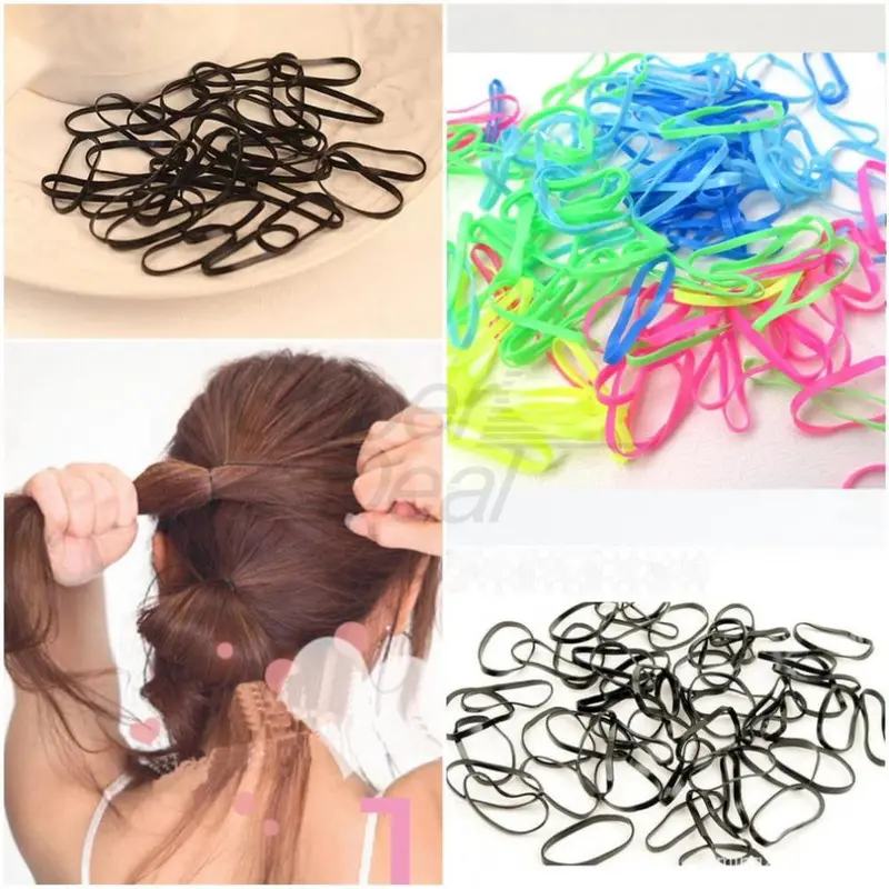 300Pcsrubber Rope Ponytail Holder Elastic Hair Band Ties Braids Plaits 1