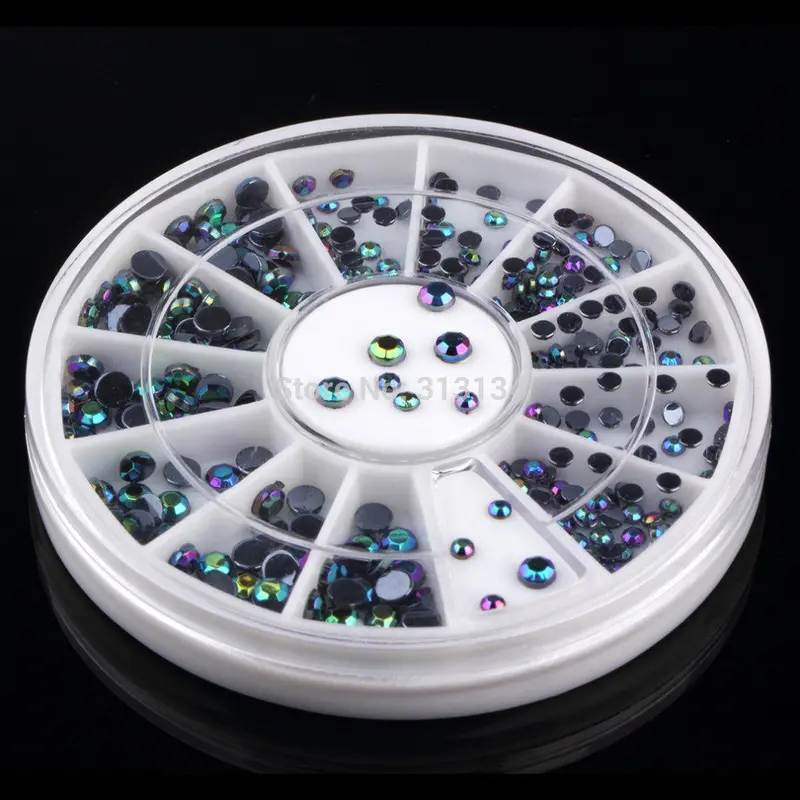 300Pcsset 3D Charm Nail Art Tips Wheel Gems Crystal Glitter Rhinestone Icure Nail Art Decoration Nail Accessories Nail Tools 1