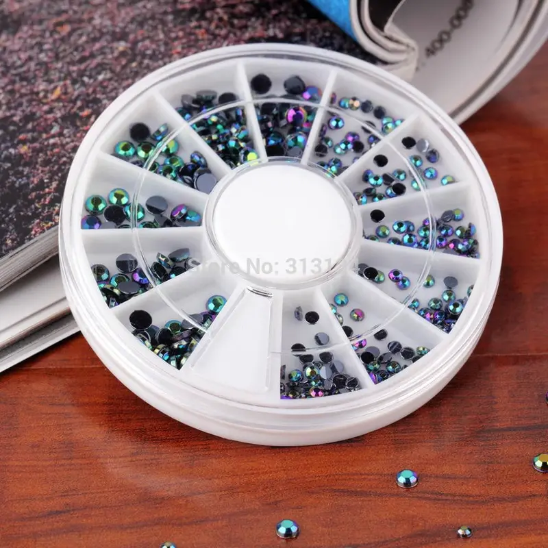 300Pcsset 3D Charm Nail Art Tips Wheel Gems Crystal Glitter Rhinestone Icure Nail Art Decoration Nail Accessories Nail Tools 2