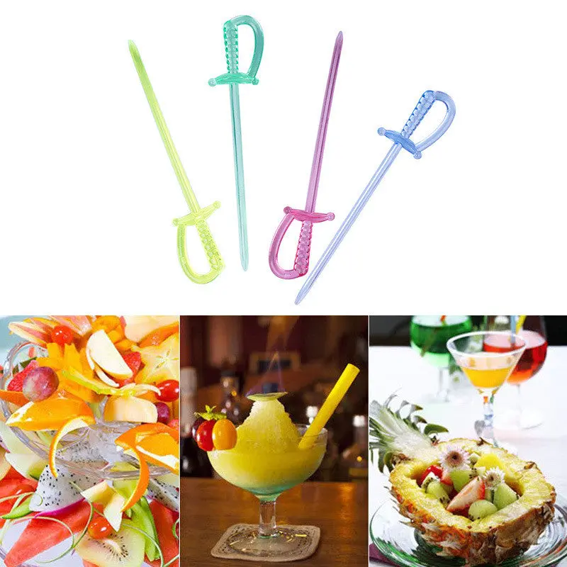 300X Colorful Cocktail Pirate Sword Picks Sticks Buffet Cupcake Decorations 70419 1