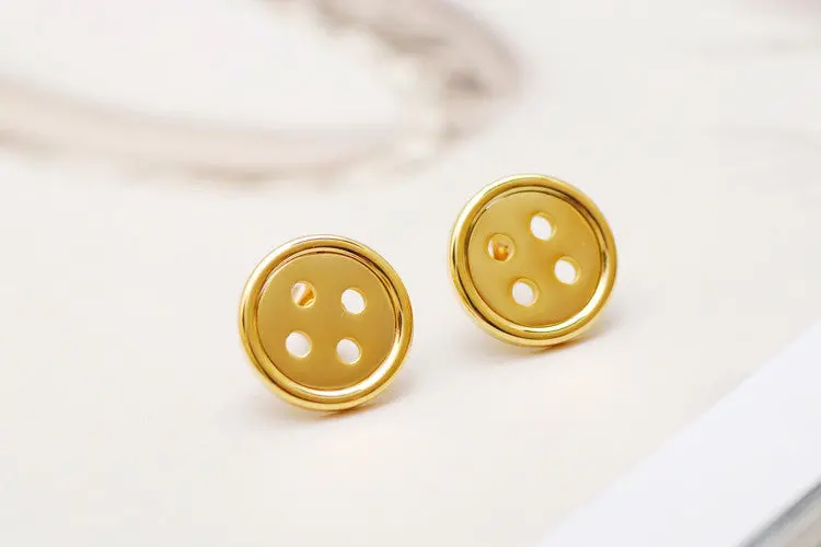 30Pairs-S085 6 Simple Jewelry Gold Silver And Rose Gold Button Earring Girls Cute Earrings 1