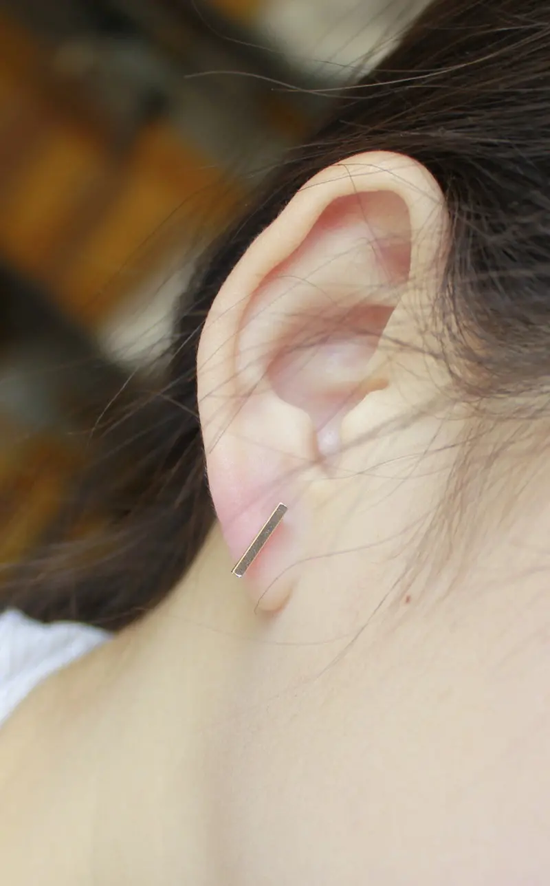 30Pcs 18K Gold Silver Plated Simple Bar Stud Earrings S081 2