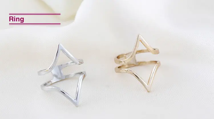 30Pcs- Jewelry Accessary Shinny Double V Ring Simple Design Punk Couple Rings 1