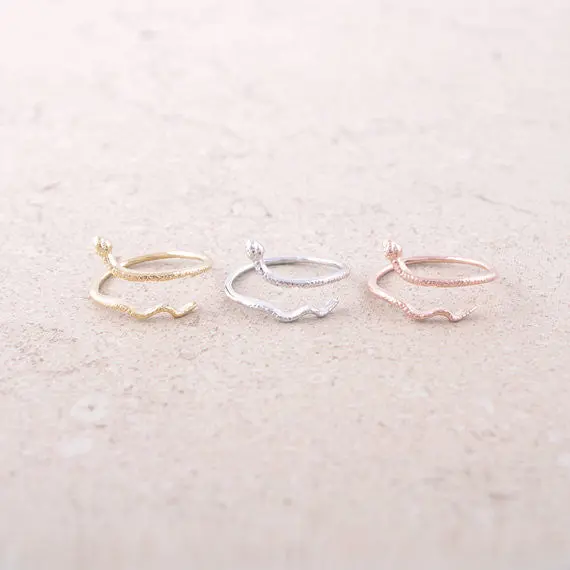 30Pcs- Luxury Rose Gold Plated Small Snake Rings Girls Gifts Trendy Vintage Jewelry Ms 1