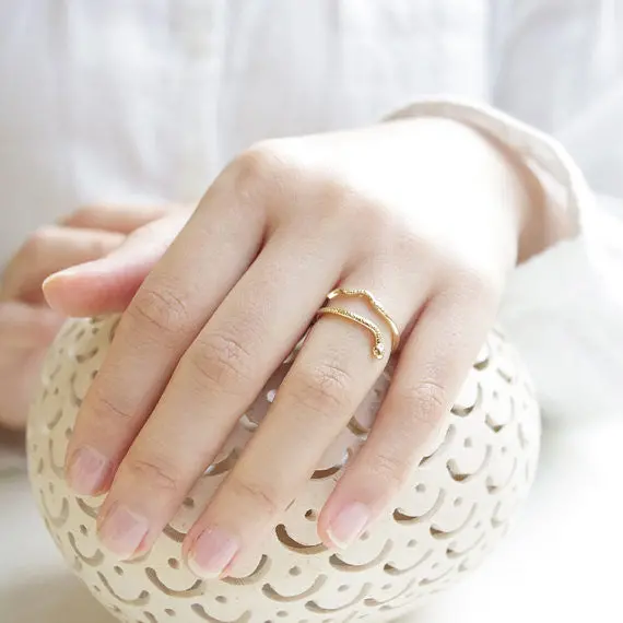 30Pcs- Luxury Rose Gold Plated Small Snake Rings Girls Gifts Trendy Vintage Jewelry Ms 2