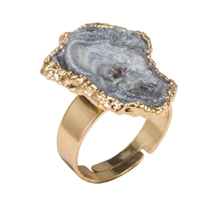 30Pcs Mixed Amethyst Morganite White Quartz Crystal 18K Gold Plated Vintage Natural Stone Rings R150 1