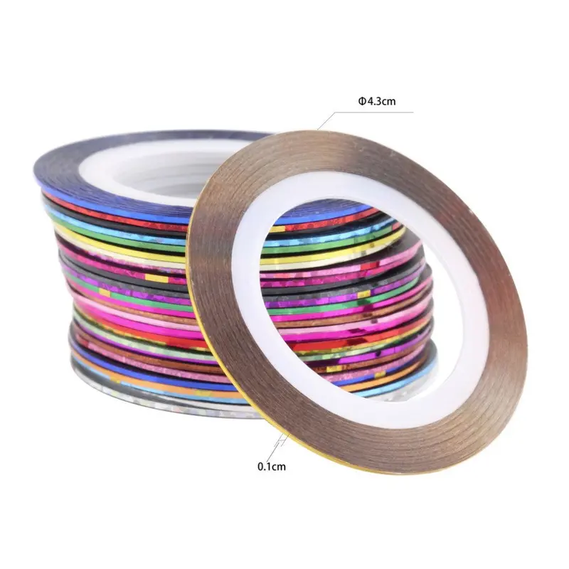 30Pcs Mixed Colorful Beauty Rolls Striping Decals Foil Tips Tape Line Diy Design Nail Art Stickers For Nail Tools Decorations 2