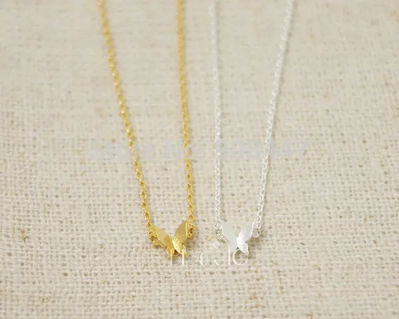 30Pcs-N065 Jewelry R Gold Silver Tiny Butterfly Necklace,Tiny Insect Necklaces 1