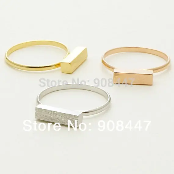30Pcs-R247 Thick Modern Bar Ring Silvergoldrose Gold Orthogon Rectangle Ring,Geometric Cuboid Rings 1