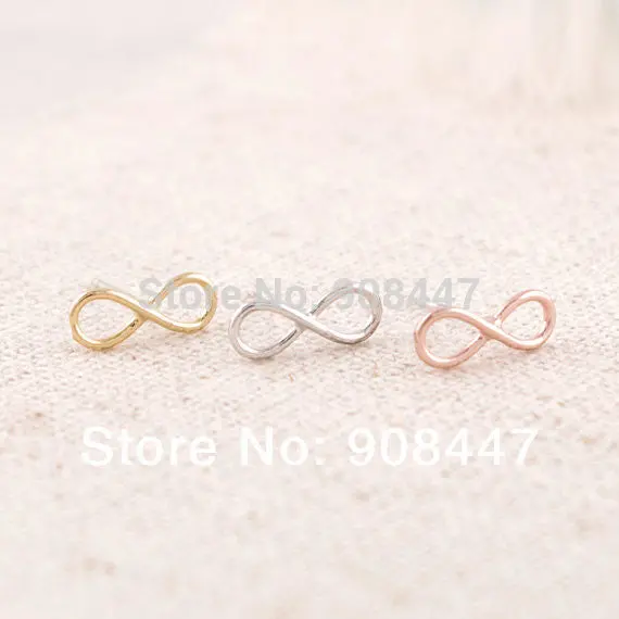 30Pcs-S005 Jewelry Gold Silver Pink Gold 8 Tiny Infinity Stud Earrings 1