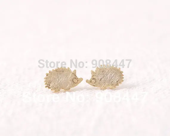 30Pcs-S012 Cute Animal Earrings Jewelry Gold Silver Hedgehog Stud Earrings 1