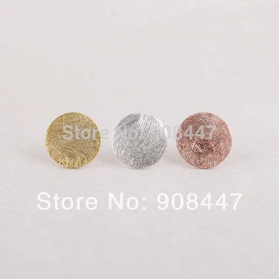 30Pcs-S013 Jewelry Gold Silver Pink Gold Brushed Circle Stud Earrings 1