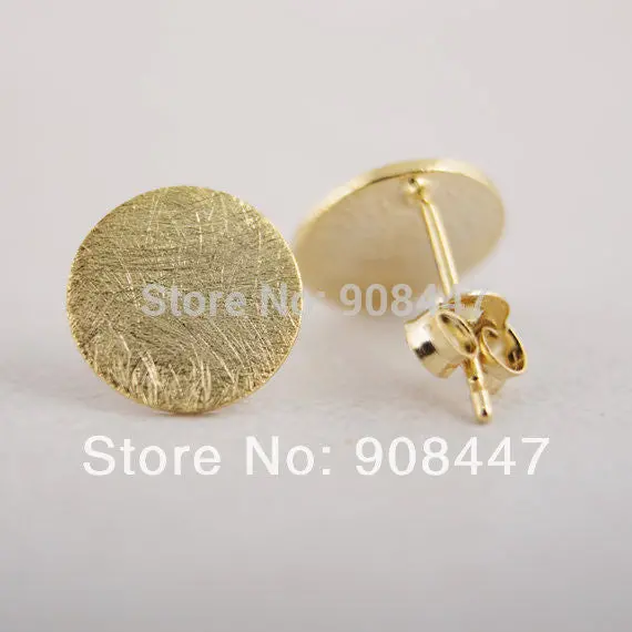 30Pcs-S013 Jewelry Gold Silver Pink Gold Brushed Circle Stud Earrings 2