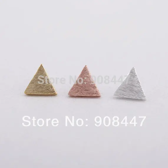 30Pcs-S019 Cute Triangle Earrings Jewelry Gold Silver Pink Gold Brushed Triangle Stud Earrings 1
